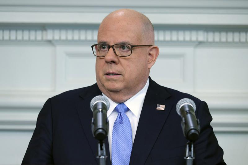 FILE - Maryland Gov. Larry Hogan speaks at a news conference on Feb. 8, 2022, in Annapolis, Md. More than two years before the next presidential election, a shadow primary has begun to take shape among no fewer than three fierce Republican critics of former President Donald Trump to determine who is best positioned to occupy the anti-Trump lane in what could be a crowded 2024 presidential field. (AP Photo/Brian Witte, File)