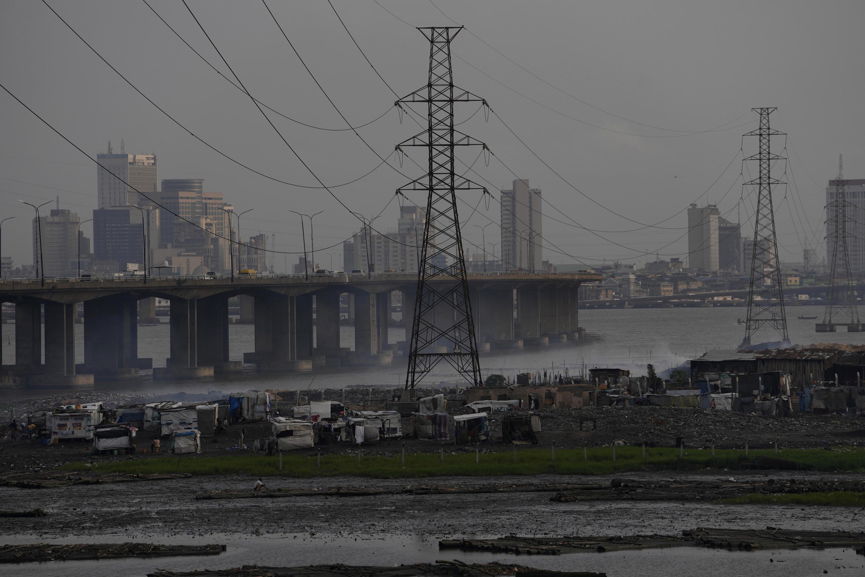 High Tension electrical lines passing through rural region of