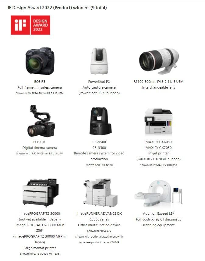 Canon Group Companies Honored with Multiple Prestigious iF Design Awards AP News