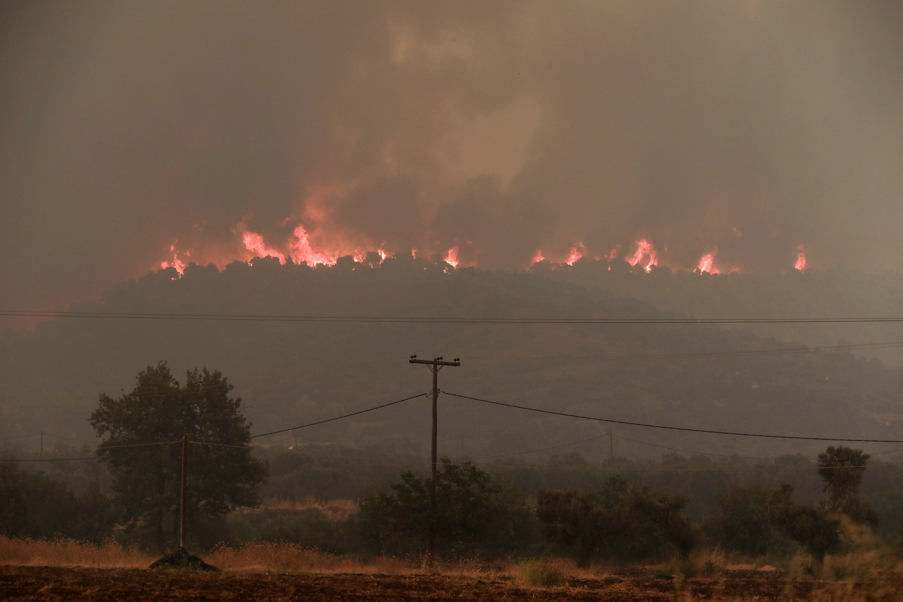 Fire rages out of control in Greek island nature reserve