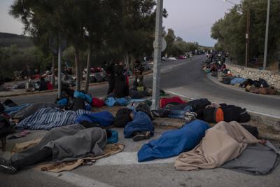 Foto tomada el 10 de septiembre del 2020 del campamento de migrantes en la isla Lesbos en Grecia.  (Foto AP/Petros Giannakouris, File)