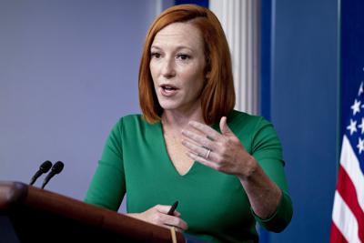 La secretaria de prensa de la Casa Blanca, Jen Psaki, durante una conferencia de prensa en la Casa Blanca, el jueves 9 de septiembre de 2021, en Washington. (AP Foto/Andrew Harnik)