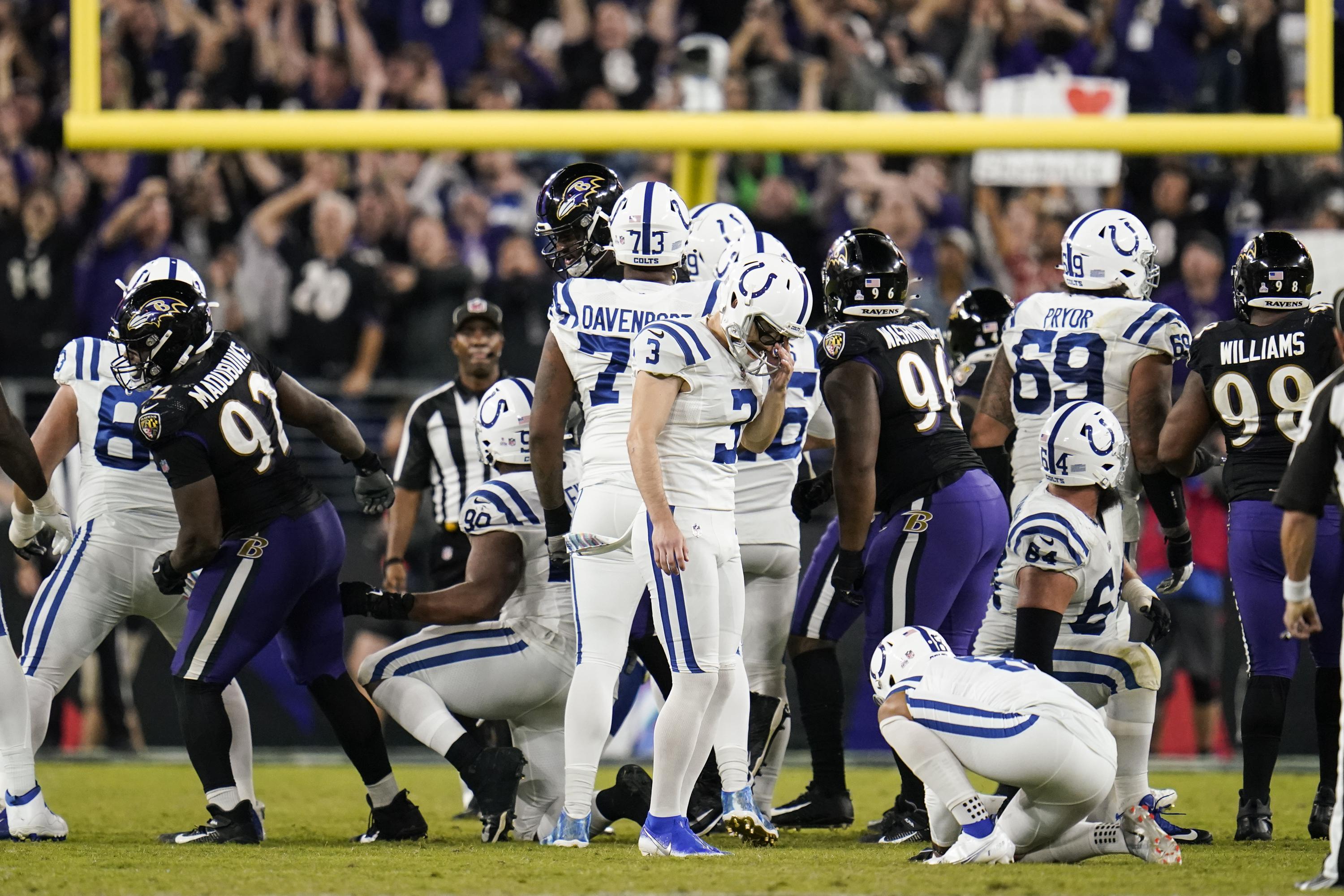 Colts don't get their kicks in 3125 OT loss to Ravens AP News