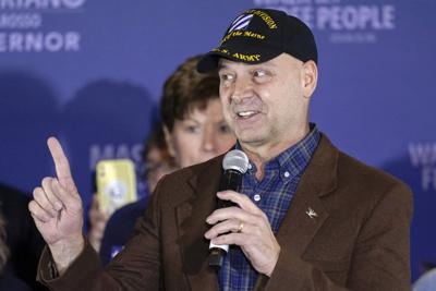 FILE - Pennsylvania Republican gubernatorial candidate Doug Mastriano speaks to supporters during an election night campaign event at the Penn Harris Hotel in Camp Hill, Pa., Nov. 8, 2022. Election deniers who backed Donald Trump's efforts to overturn the 2020 presidential election failed in some of their highest-profile races. (AP Photo/Carolyn Kaster, File)