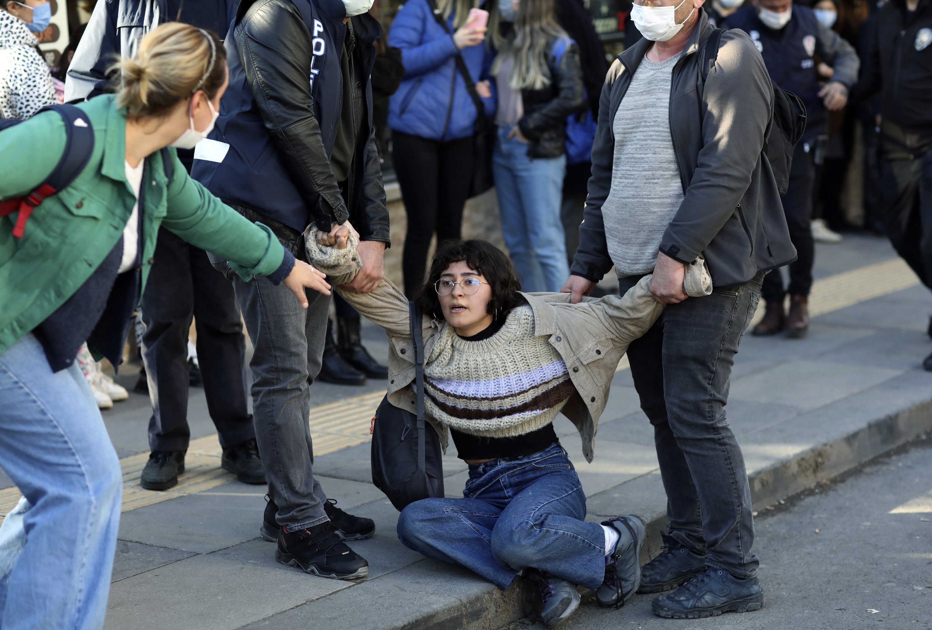 The Turkish president performs at the protest-oriented university