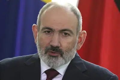 El primer ministro de Armenia Nikol Pashinyan en Berlín el 2 de marzo de 2023.. (Foto AP /Michael Sohn)