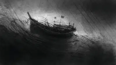 Jamal Hussein’s boat in the storm. (AP Illustration/Peter Hamlin)