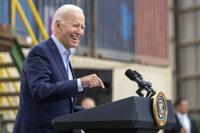 FILE - President Joe Biden speaks about infrastructure investments at the LA Metro, D Line (Purple) Extension Transit Project - Section 3, in Los Angeles, Thursday, Oct. 13, 2022. (AP Photo/Alex Gallardo, File)