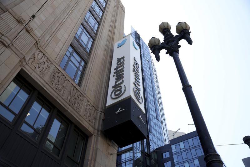 A sign is pictured outside the Twitter headquarters in San Francisco, Monday, April 25, 2022. Elon Musk reached an agreement to buy Twitter for roughly $44 billion on Monday, promising a more lenient touch to policing content on the platform where he promotes his interests, attacks critics and opines on social and economic issues to more than 83 million followers. (AP Photo/Jed Jacobsohn)