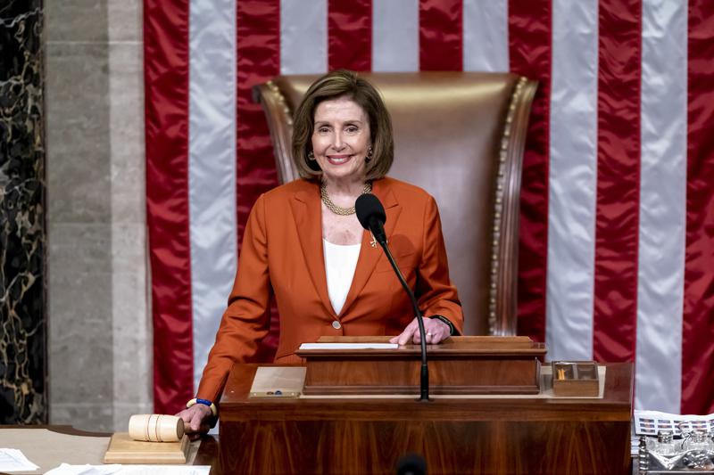 Speaker of the House Nancy Pelosi, D-Calif., leads the passage of the gun safety bill in the House, at the Capitol in Washington, Friday, June 24, 2022. (AP Photo/J. Scott Applewhite)