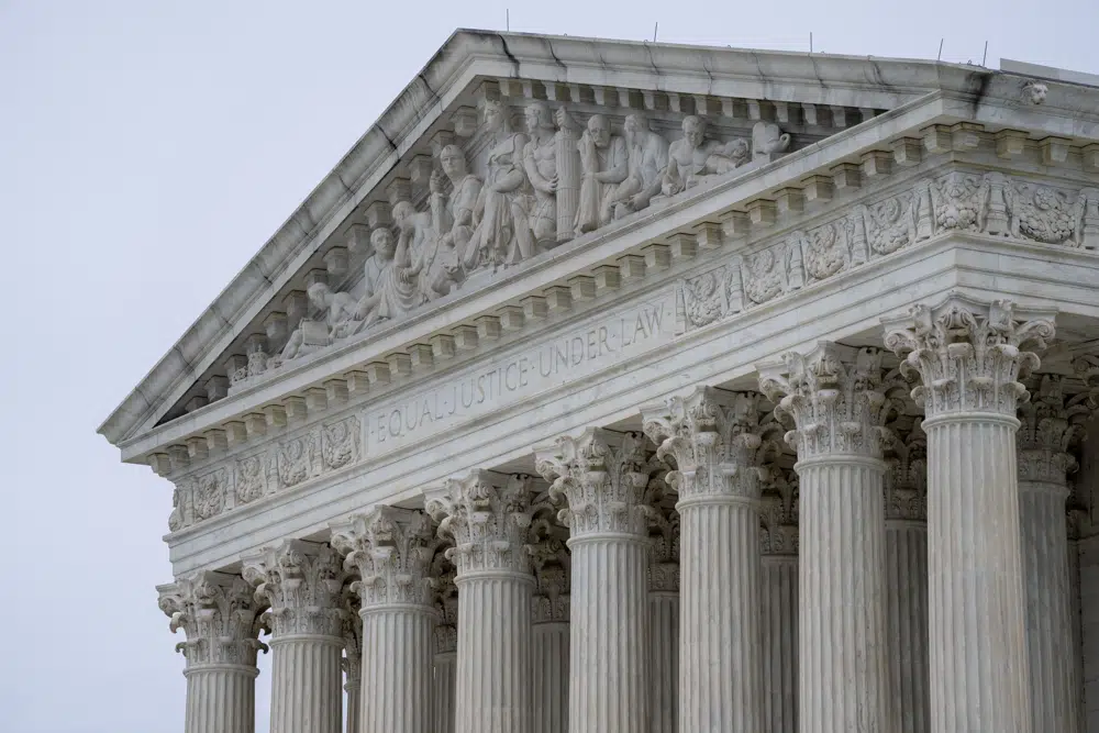 FILE - The U.S. Supreme Court is seen Tuesday, May 16, 2023, in Washington. The Supreme Court is getting ready to decide some of its biggest cases of the term. The high court has just 10 opinions left to release over the next week before the justices begin their summer break. (AP Photo/Alex Brandon, File)