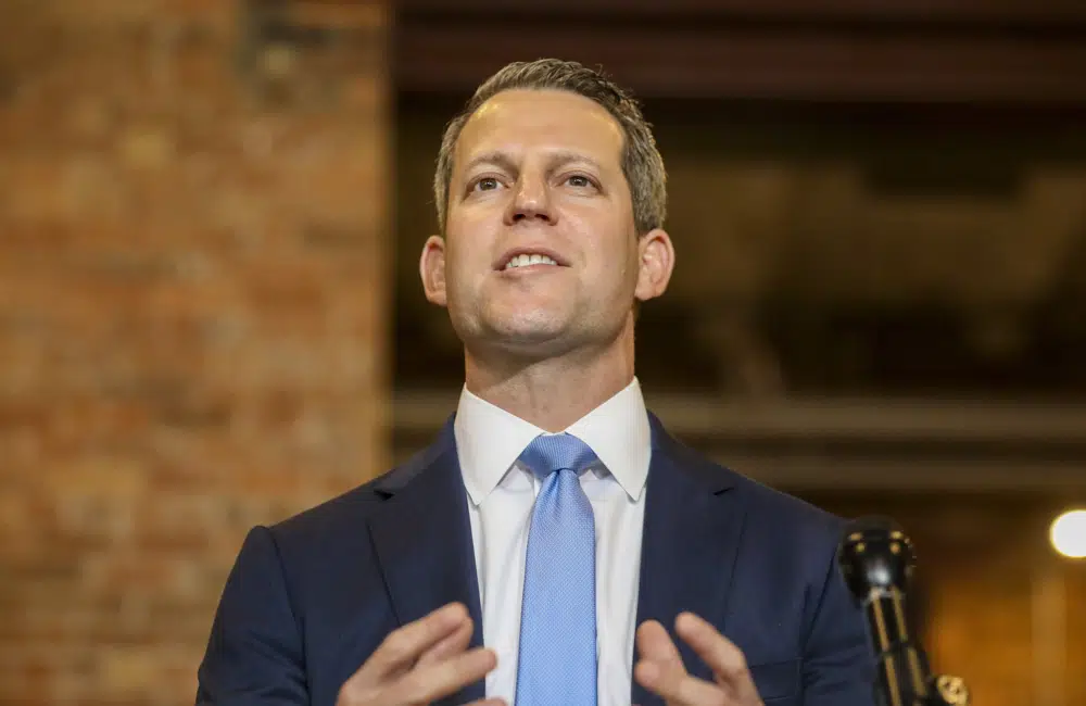 Former State Attorney Andrew Warren speaks during a news conference Friday, Jan. 20, 2023 in Tampa. A federal judge ruled Friday that Florida Gov. Ron DeSantis violated the First Amendment and the Florida Constitution by removing Warren, an elected state prosecutor, but that the federal courts lack the power to reinstate him. (Chris Urso/Tampa Bay Times via AP)