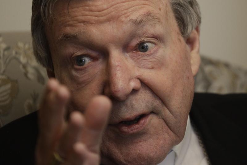 Australian Cardinal George Pell is interviewed by The Associated Press in his home at the Vatican, Thursday, May 20, 2021. Pell, who was convicted and then acquitted of sex abuse charges in his native Australia, is spending his newfound freedom in Rome. Pell strongly denied the charges and his supporters believe he was scapegoated for the Australian Catholic Church’s botched response to clergy sexual abuse. (AP Photo/Gregorio Borgia)