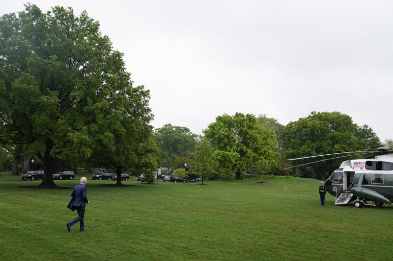 President Joe Biden walks to board Marine One on the South Lawn of the White House, Friday, May 6, 2022, in Washington. (AP Photo/Evan Vucci)