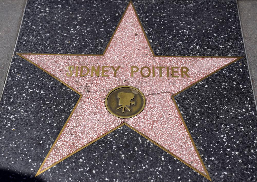 Actor Sidney Poitier's star on the Hollywood Walk of Fame is pictured on Sept. 1, 2020, in Los Angeles. Poitier, the groundbreaking actor and enduring inspiration who transformed how Black people were portrayed on screen, became the first Black actor to win an Academy Award for best lead performance and the first to be a top box-office draw, died Thursday, Jan. 6, 2022 in the Bahamas. He was 94. (AP Photo/Chris Pizzello, File)