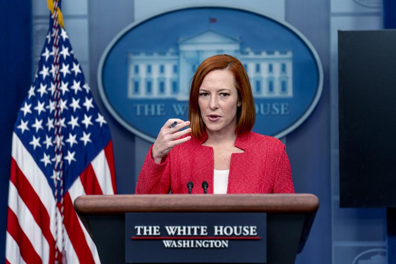 White House press secretary Jen Psaki speaks at a press briefing at the White House in Washington, Friday, Jan. 14, 2022. (AP Photo/Andrew Harnik)