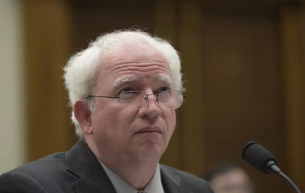 FILE - Chapman School of Law professor John Eastman testifies on Capitol Hill in Washington, March 16, 2017. An effort to disbar Eastman, who devised ways to keep former President Donald Trump in the White House after his defeat the 2020 election, will begin Tuesday, June 20, 2023, in Los Angeles. Eastman is expected to spend the day testifying before the State Bar of California in a proceeding that could result in him losing his license to practice law in the state. (AP Photo/Susan Walsh, File)