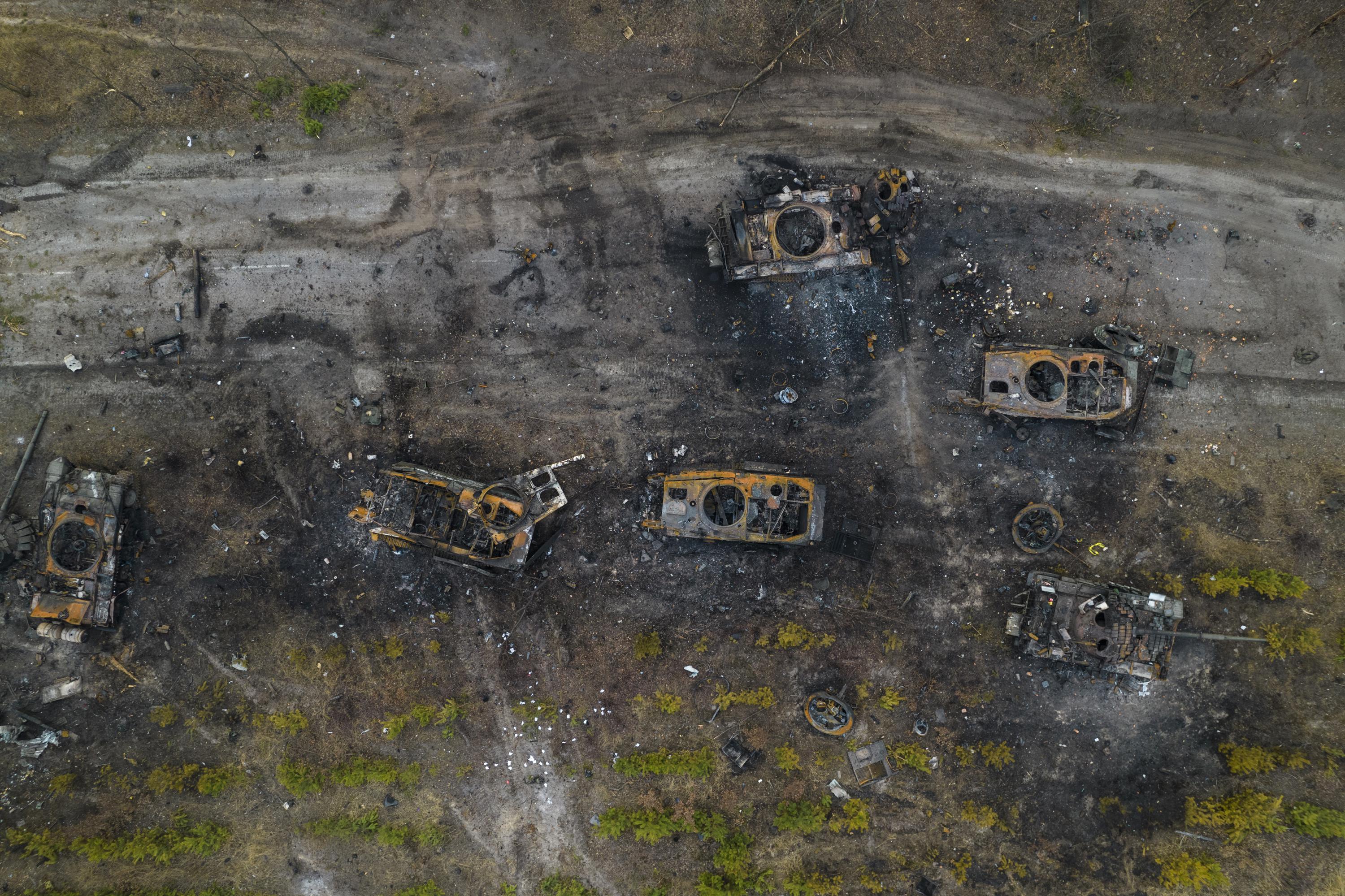 AP PHOTOS on Day 36: Russian tanks destroyed outside Kyiv