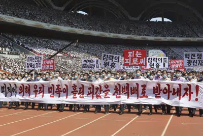 Thousands of North Koreans march in anti-US rallies as country marks Korean  War anniversary | AP News