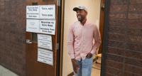 Mandela Barnes leaves the voting area after casting his vote Tuesday, Aug. 9, 2022, at GreenTree Preparatory Academy in Milwaukee. Barnes is the Democratic candidate running for U.S. Senate. (Ebony Cox/Milwaukee Journal-Sentinel via AP)