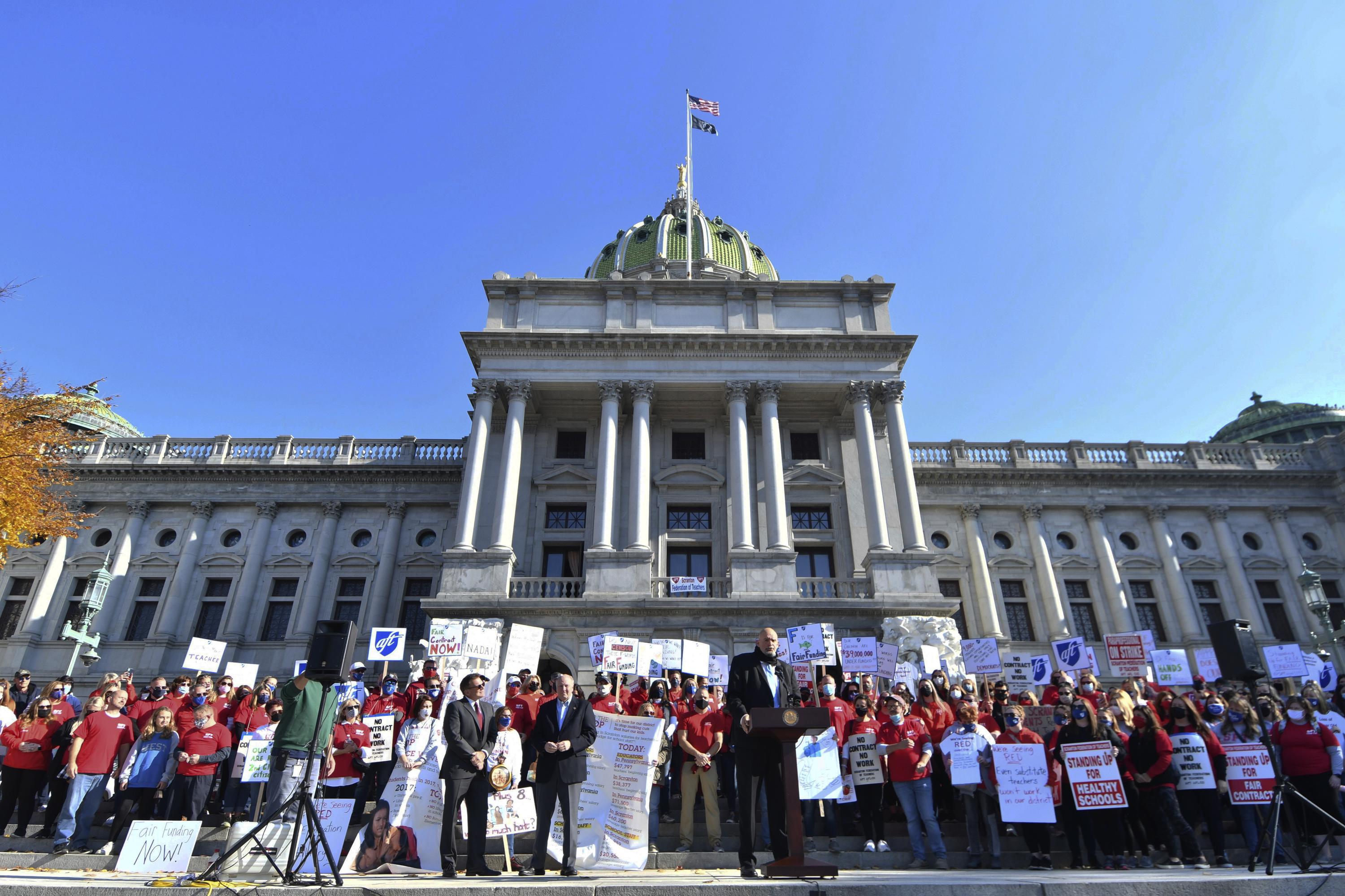 Striking Scranton teachers take their case to the Capitol | AP News