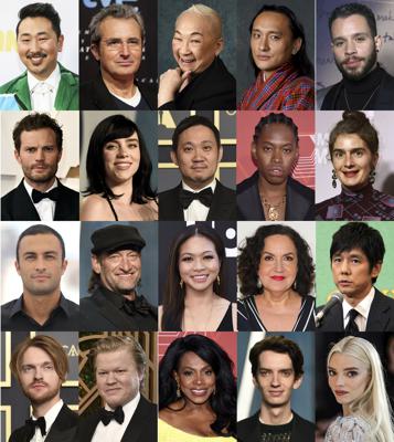 This combination of photos shows some of the new members named to the Academy of Motion Picture Arts and Sciences, top row from left, Andrew Ahn, Mariano Barroso, Lori Tan Chinn, Pawo Choyning Dorji, and Robin de Jesús, second row from left, Jamie Dornan, Billie Eilish, Ryusuke Hamaguchi , Jeremy O. Harris, and Gaby Hoffmann, third row from left, Amir Jadidi, Troy Kotsur, Adele Lim, Olga Merediz, and Hidetoshi Nishijima, bottom row from left, Finneas O’Connell, Jesse Plemons, Sheryl Lee Ralph, Kodi Smit-McPhee, and Anya Taylor-Joy. (AP Photo)