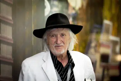 FILE - Slovak filmmaker Juraj Jakubisko presents his film Perinbaba 2 at the 54th Karlovy Vary International Film Festival, in Karlovy Vary, Czech Republic, on July 5, 2019. Jakubisko who was named the best movie director of the 20th century in his country has died on Friday Feb. 24, 2023. He was 84. (Katerina Sulova/CTK via AP, File)