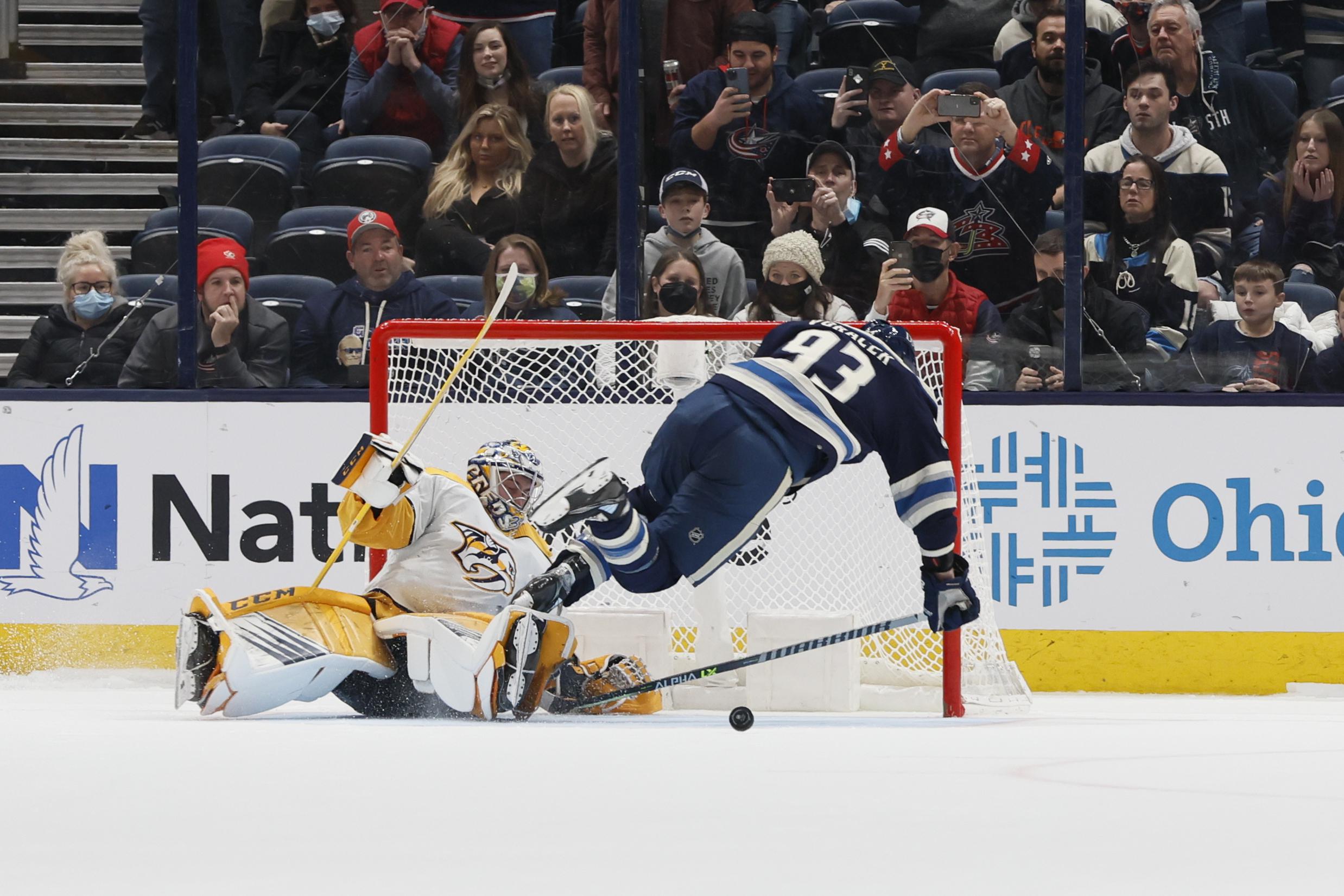 Nyquist scores in SO, Blue Jackets beat Predators 4-3 | AP News