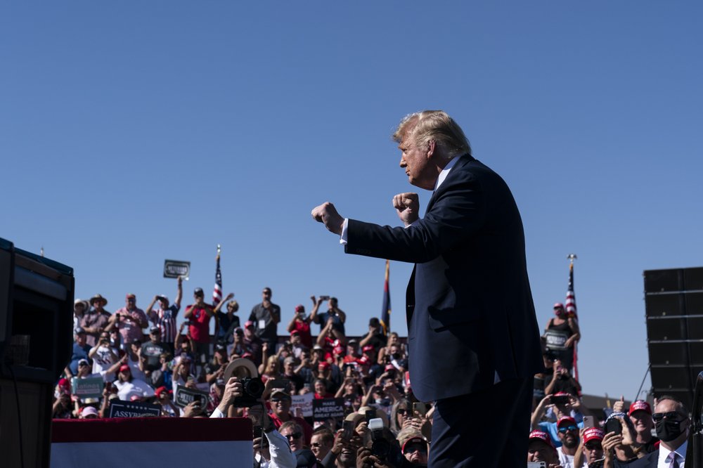 President Trump speaking at a rally