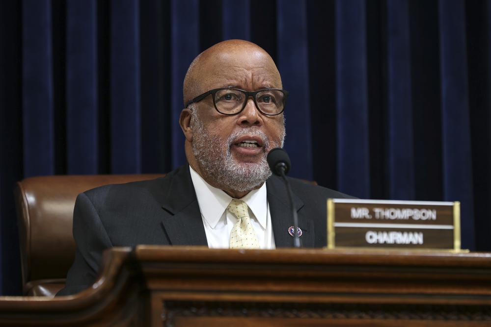 FILE - Chairman Rep. Bennie Thompson, D-Miss., delivers opening remarks during the House select committee hearing on the Jan. 6 attack on Capitol Hill in Washington, on July 27, 2021. The Jan. 6 U.S. Capitol insurrection by pro-Trump supporters and right-wing group members shattered the sense of security that many had long felt at Capitol as rioters forcefully delayed the certification of President Joe Biden's election victory. But for people of color, the attack was more than a violent challenge to a free and fair election, it was an eerily familiar display of white supremacist violence. (Chip Somodevilla/Pool via AP)