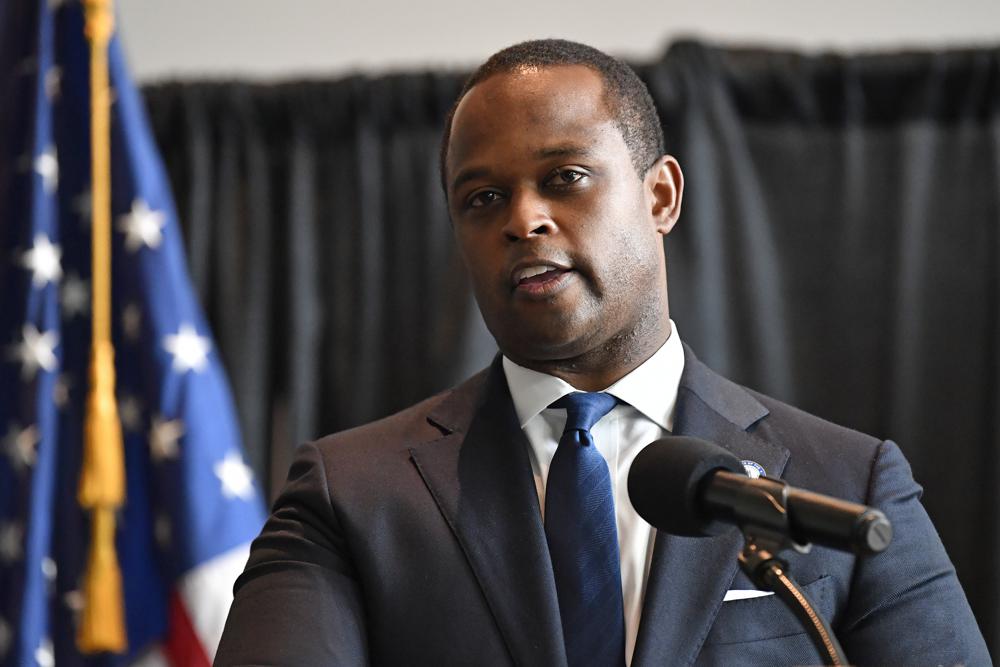 FILE - In this Sept. 23, 2020 file photo, Kentucky Attorney General Daniel Cameron speaks during a news conference in Frankfort, Ky. Cameron laid out his strategy Wednesday, Oct. 6, 2021, to champion his state's embattled abortion law in court, calling his office the “last line of defense