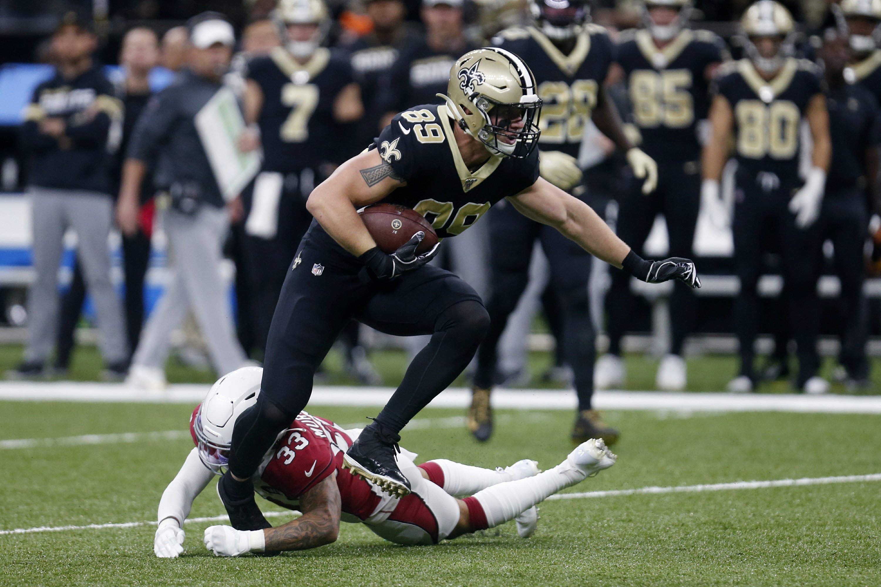 Saints cut veteran tight end Josh Hill, extend J.T. Gray AP News