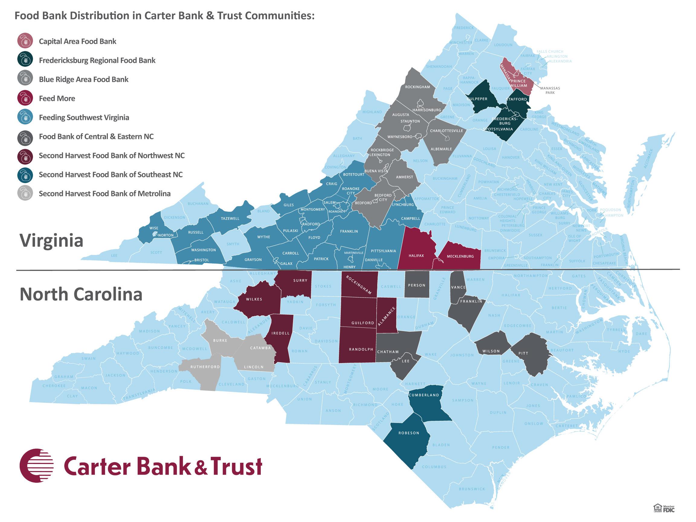 Carter Bank & Trust Roanoke Va Carter Bank & Trust Donates Over $72,000 to Community Food Banks
