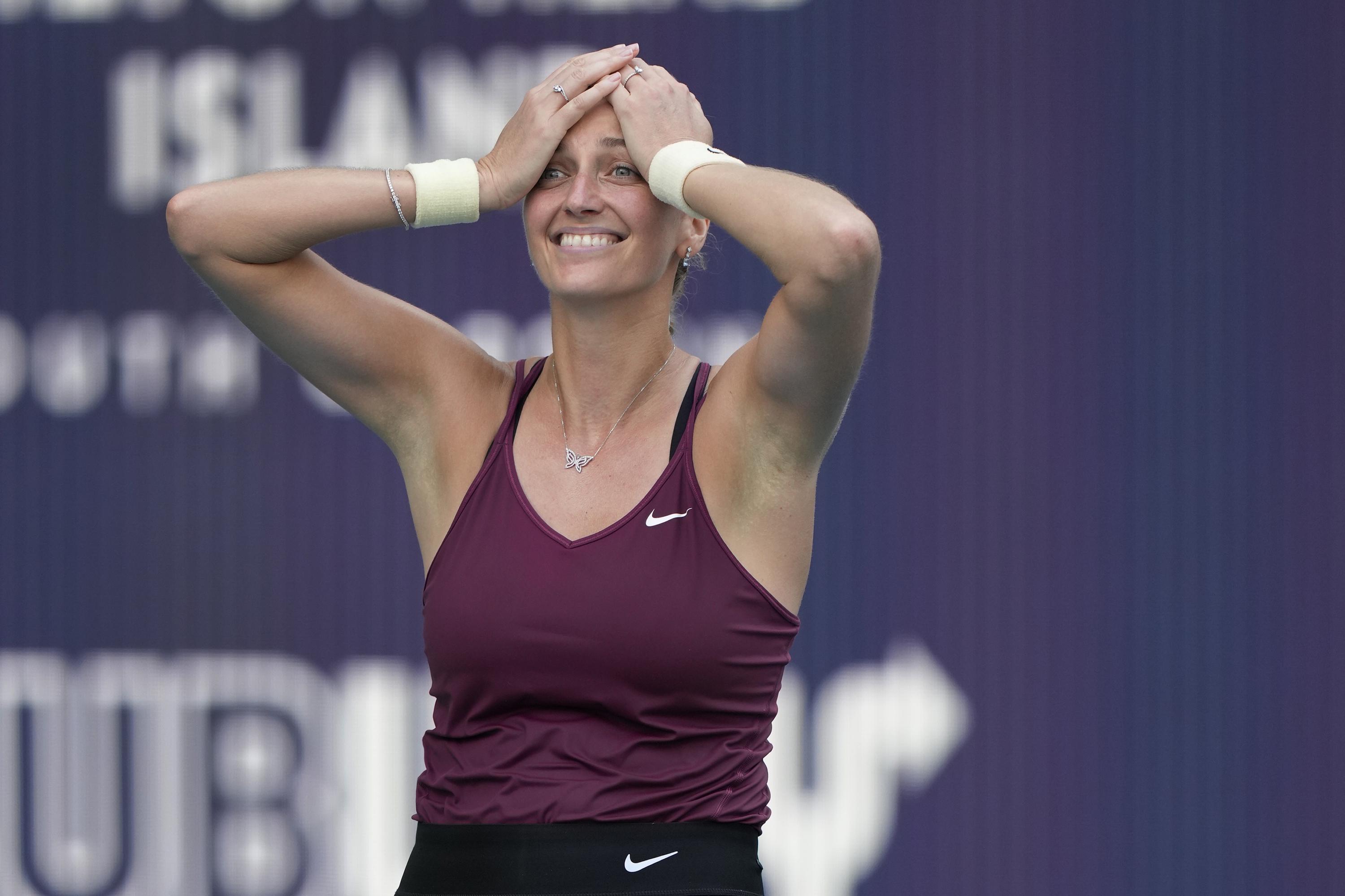 Petra Kvitova wins marathon tiebreak, then first Miami Open