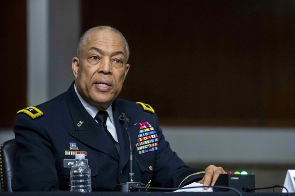 Commanding General District of Columbia National Guard Major General William J. Walker testifies before a Senate Committee on Homeland Security and Governmental Affairs and Senate Committee on Rules and Administration joint hearing examining the January 6, attack on the U.S. Capitol, Wednesday, March 3, 2021,  in Washington. (Shawn Thew/Pool via /AP)