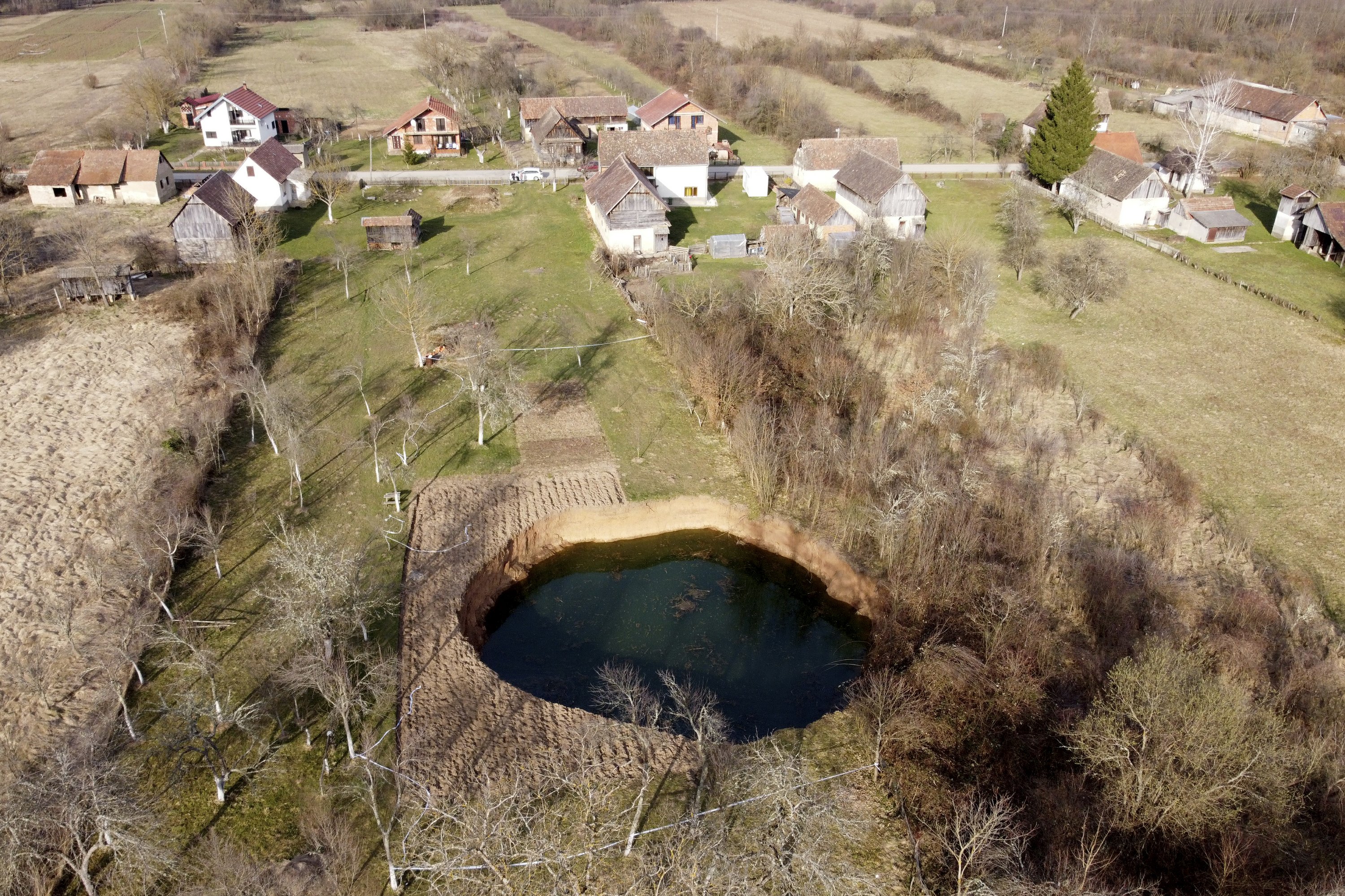 A part of Croatia plagued by an earthquake sees gaping sinkholes