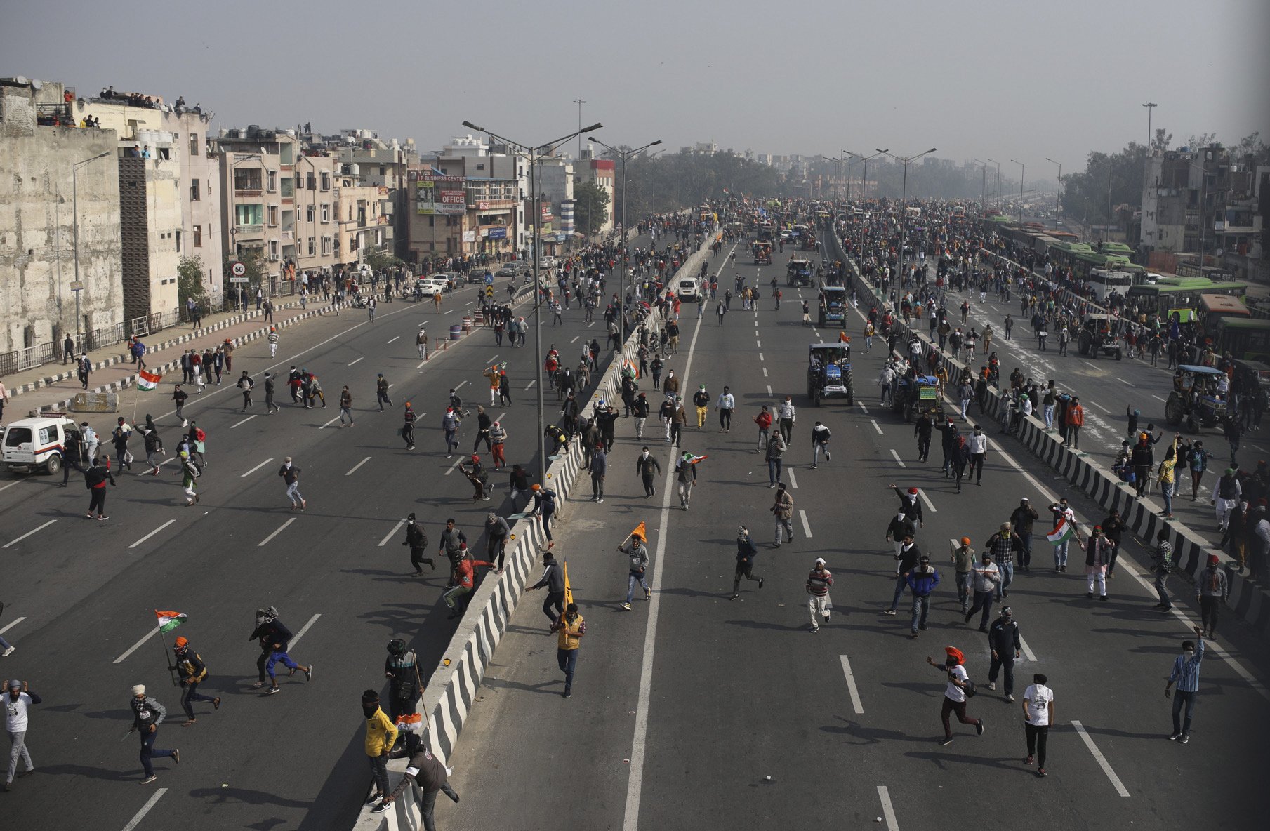 Tractors are protesting in the Indian capital on Republic Day