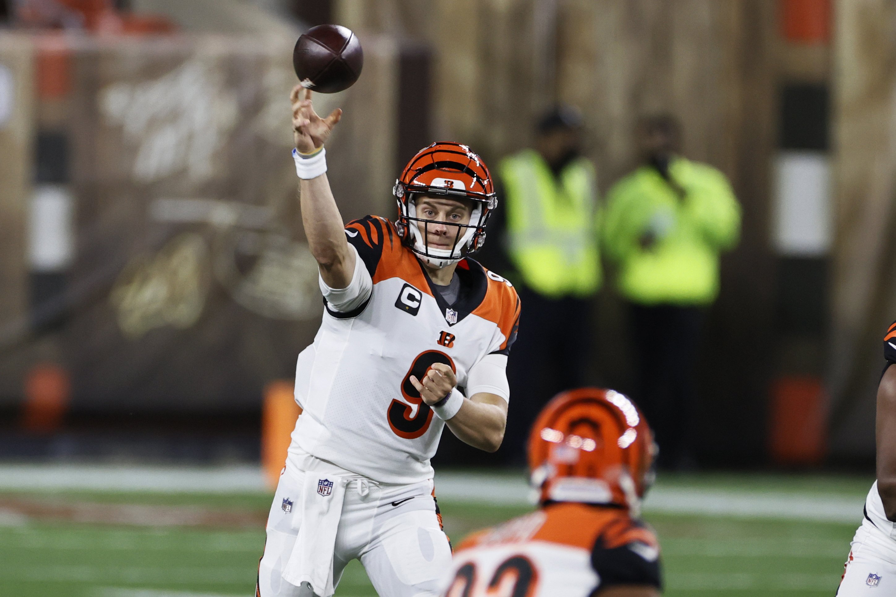 Joe Burrow Cincinnati Bengals Unsigned Throwing The Ball in White Alternate Jersey Photograph