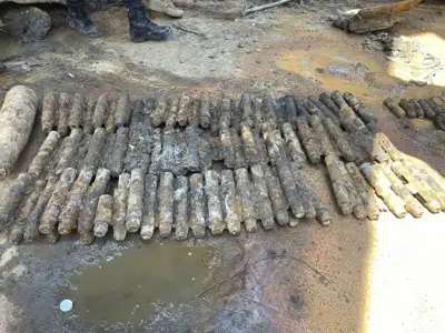 This undated photo released by the Malaysian Maritime Enforcement Agency (MMEA) on Tuesday, May 30, 2023, shows artillery shells on a Chinese-registered vessel detained by the Malaysian Maritime Enforcement Agency (MMEA) in the waters of east Johor. Malaysia’s maritime agency says a detained Chinese barge likely plundered two World War II British shipwrecks in the South China Sea after discovering another 100 old artillery shells on it. Malaysian media reported that illegal salvage operators are believed to have targeted the HMS Repulse and HMS Prince of Wales, which were sunk in 1941 by Japanese torpedoes. (Malaysian Maritime Enforcement Agency via AP)