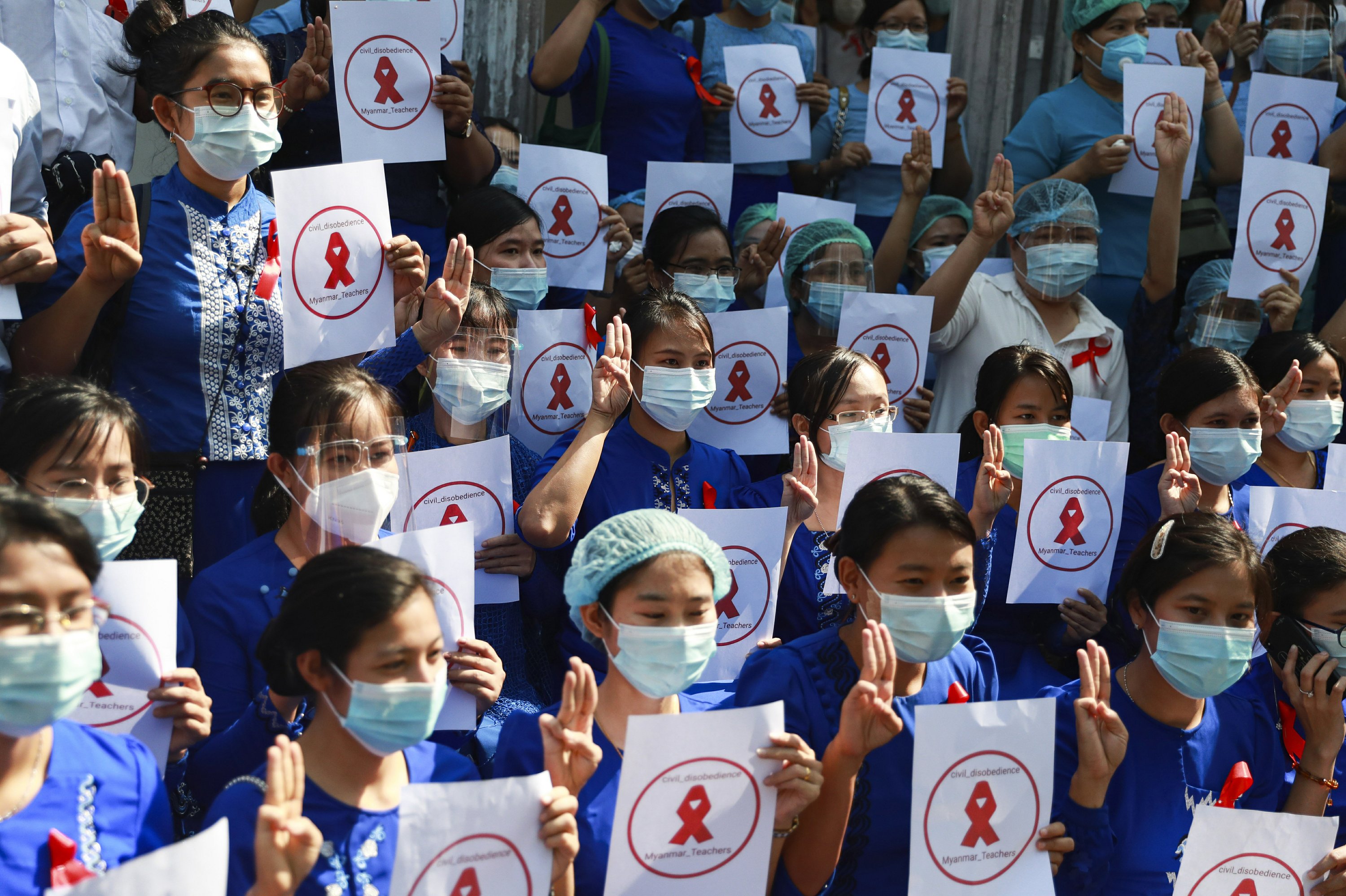 Hundreds of Myanmar protest coups as resistance spreads