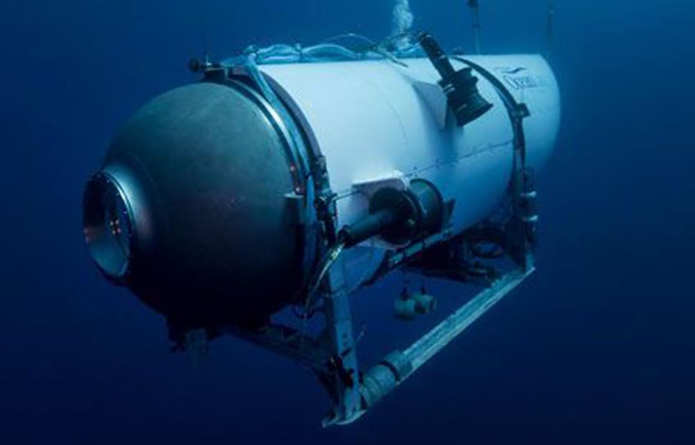 FILE - This undated image provided by OceanGate Expeditions in June 2021 shows the company's Titan submersible. Rescuers are racing against time to find the missing submersible carrying five people, who were reported overdue Sunday night. (OceanGate Expeditions via AP, File)