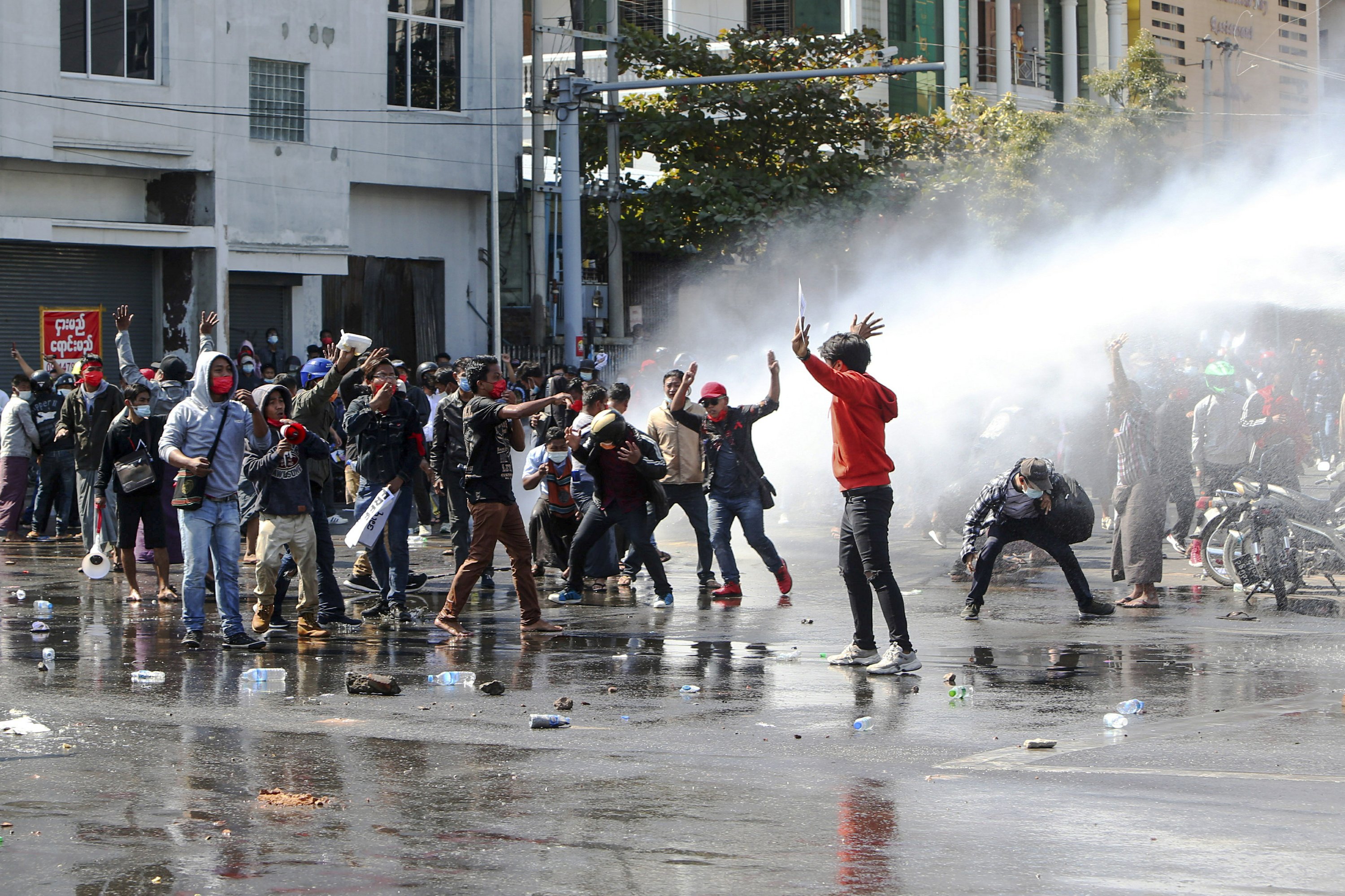 Myanmar police crack down on protesters