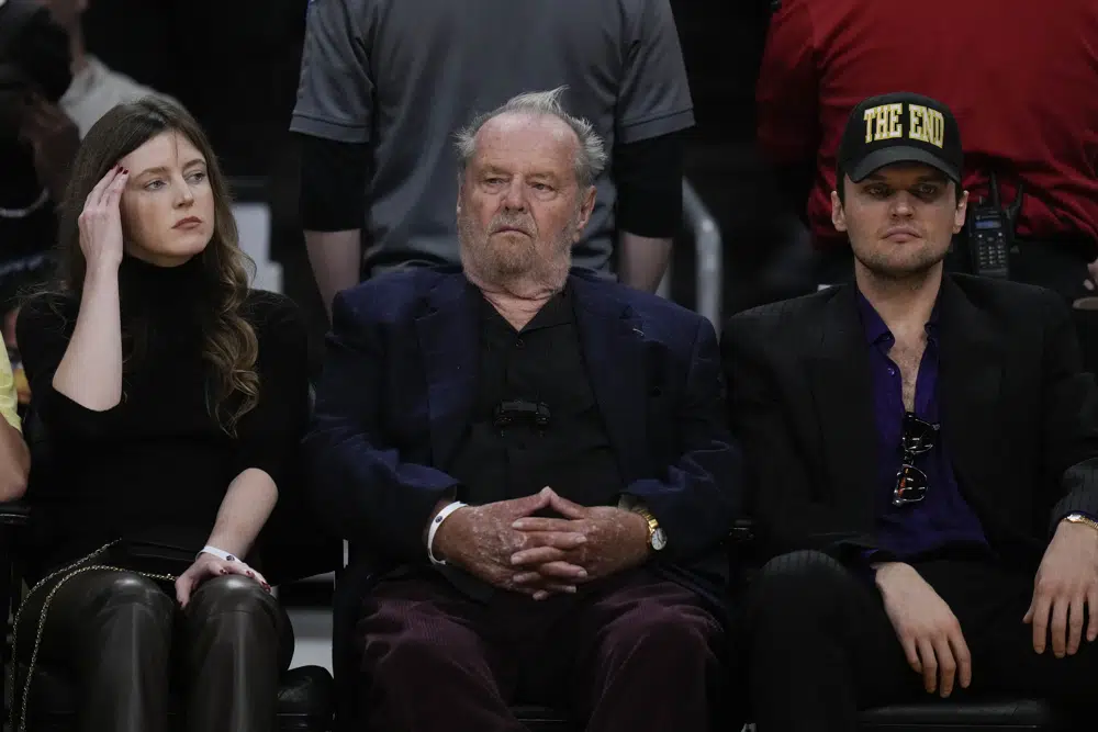 Actor Jack Nicholson attends Game 6 of a first-round NBA basketball playoff series between the Los Angeles Lakers and the Memphis Grizzlies on Friday, April 28, 2023, in Los Angeles. (AP Photo/Jae C. Hong)