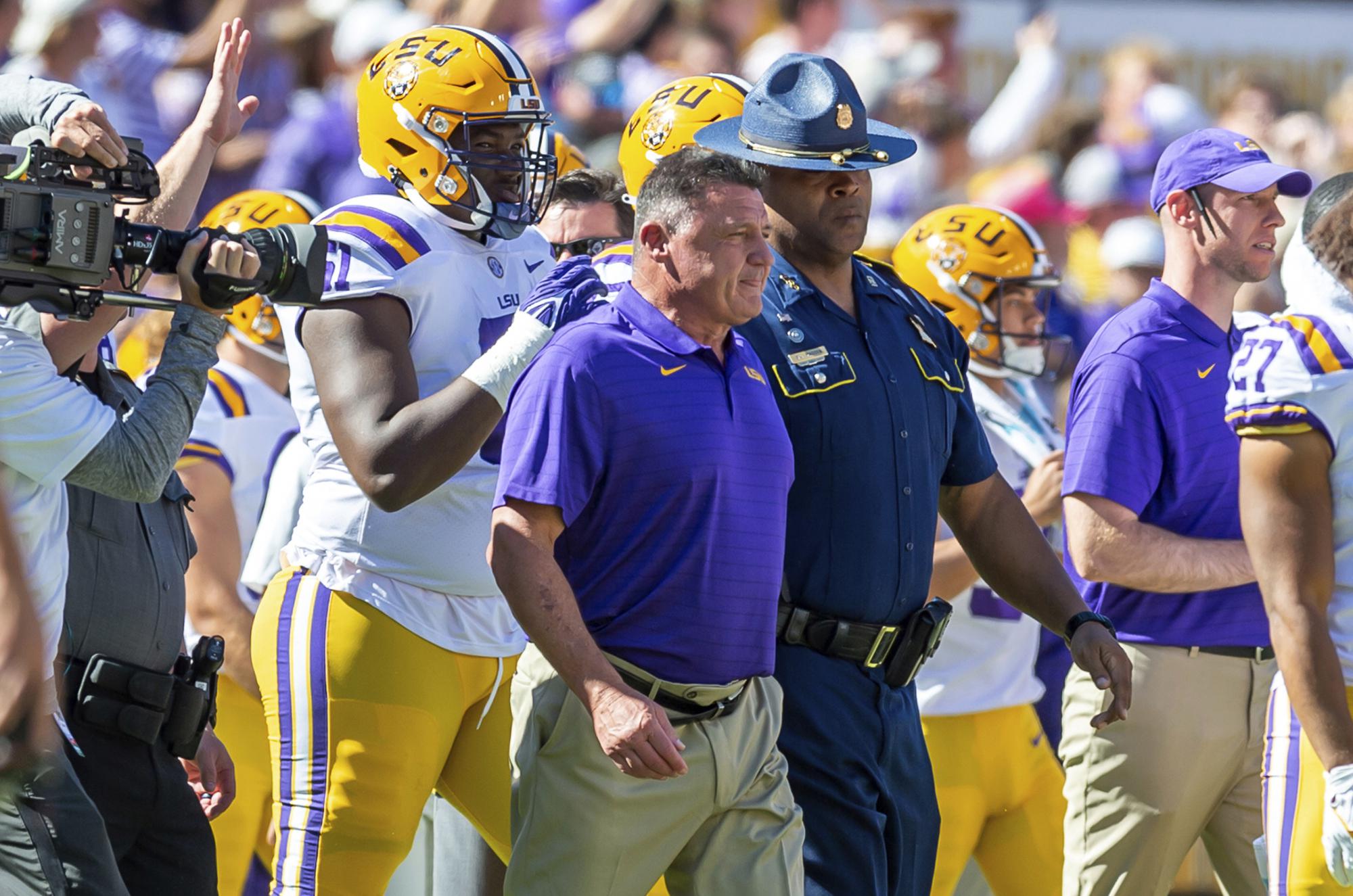 LSU, football coach Ed Orgeron to part ways at end of season | AP News