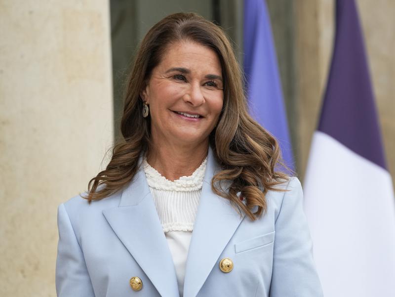 FILE - Melinda French Gates, co-chairperson of the Bill and Melinda Gates Foundation, poses for photographers at a gender equality conference at the Elysee Palace in Paris on July 1, 2021. The Bill & Melinda Gates Foundation donated $10 million to the organization that grew out of the hashtag #GivingTuesday in part to fund a database of charitable giving and other acts of generosity. (AP Photo/Michel Euler, File)