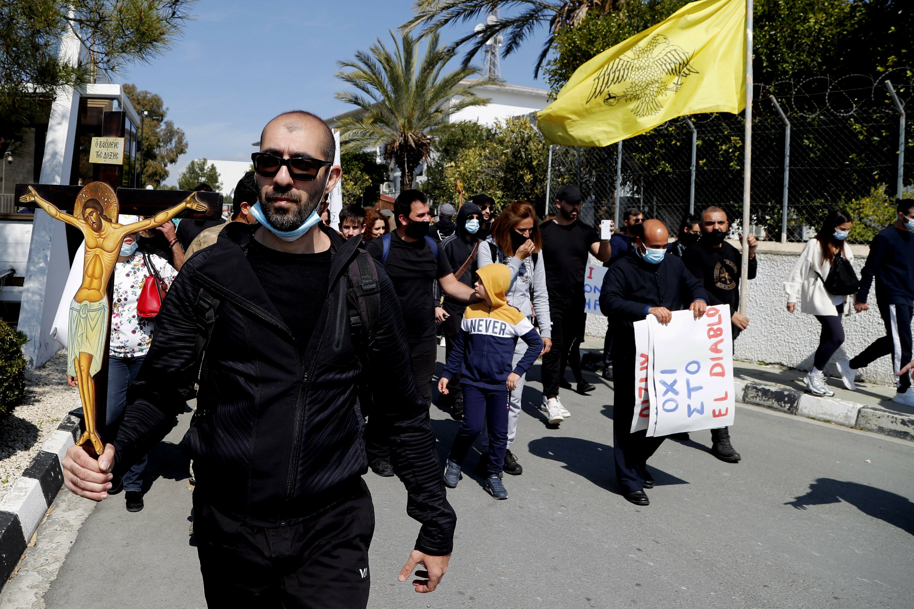 Protesters demonstrate with Cyprus’s “Satanic” entry on Eurovision