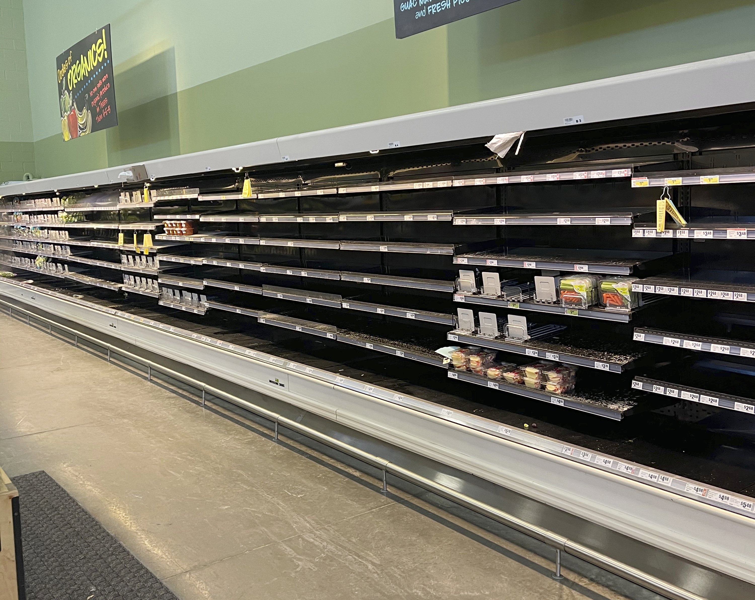 A general power outage, frozen conditions impede food supply