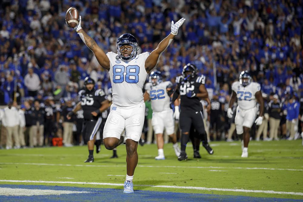 Drake Maye finds Antoine Green late, lifts UNC past rival Duke 38-35