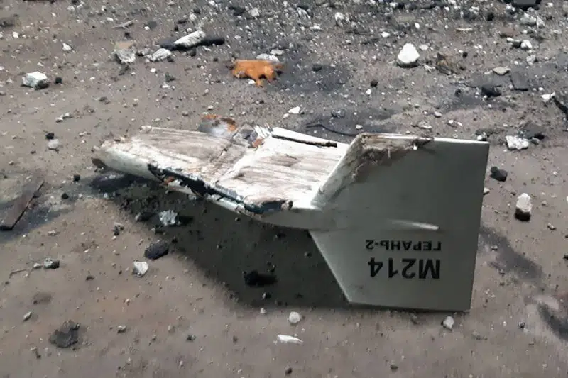 FILE - This undated photograph released by the Ukrainian military's Strategic Communications Directorate shows the wreckage of what Kyiv has described as an Iranian Shahed drone downed near Kupiansk, Ukraine. American defense officials on Tuesday, Feb. 14, 2023, sought to dispel any doubt that Iran is supplying drones for Russia’s war in Ukraine, releasing photos and analysis of unmanned aircraft deployed in the conflict to demonstrate Tehran’s involvement.(Ukrainian military's Strategic Communications Directorate via AP, File)