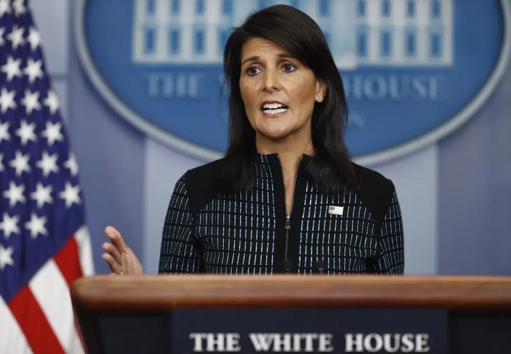 Nikki Haley Announces Run For President 1 nikki haley announces run for president FILE - U.S. Ambassador to the United Nations Nikki Haley speaks during a news briefing at the White House, in Washington, Sept. 15, 2017. Haley, the former South Carolina governor and United Nations ambassador, announced her candidacy for president on Tuesday, becoming the first major challenger to former President Donald Trump for the 2024 Republican nomination. (AP Photo/Carolyn Kaster, File)